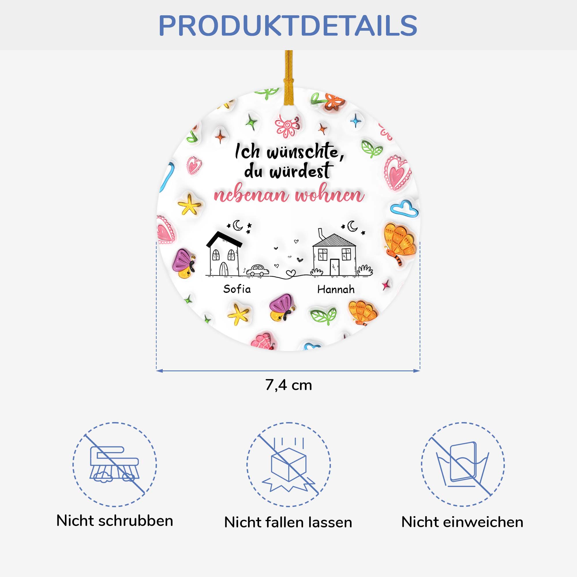 4504OGE3 3d druck effekt ich wunschte du wurdest nebenan wohnen personalisierte keramik ornamente beste freunde 4504OKT5F