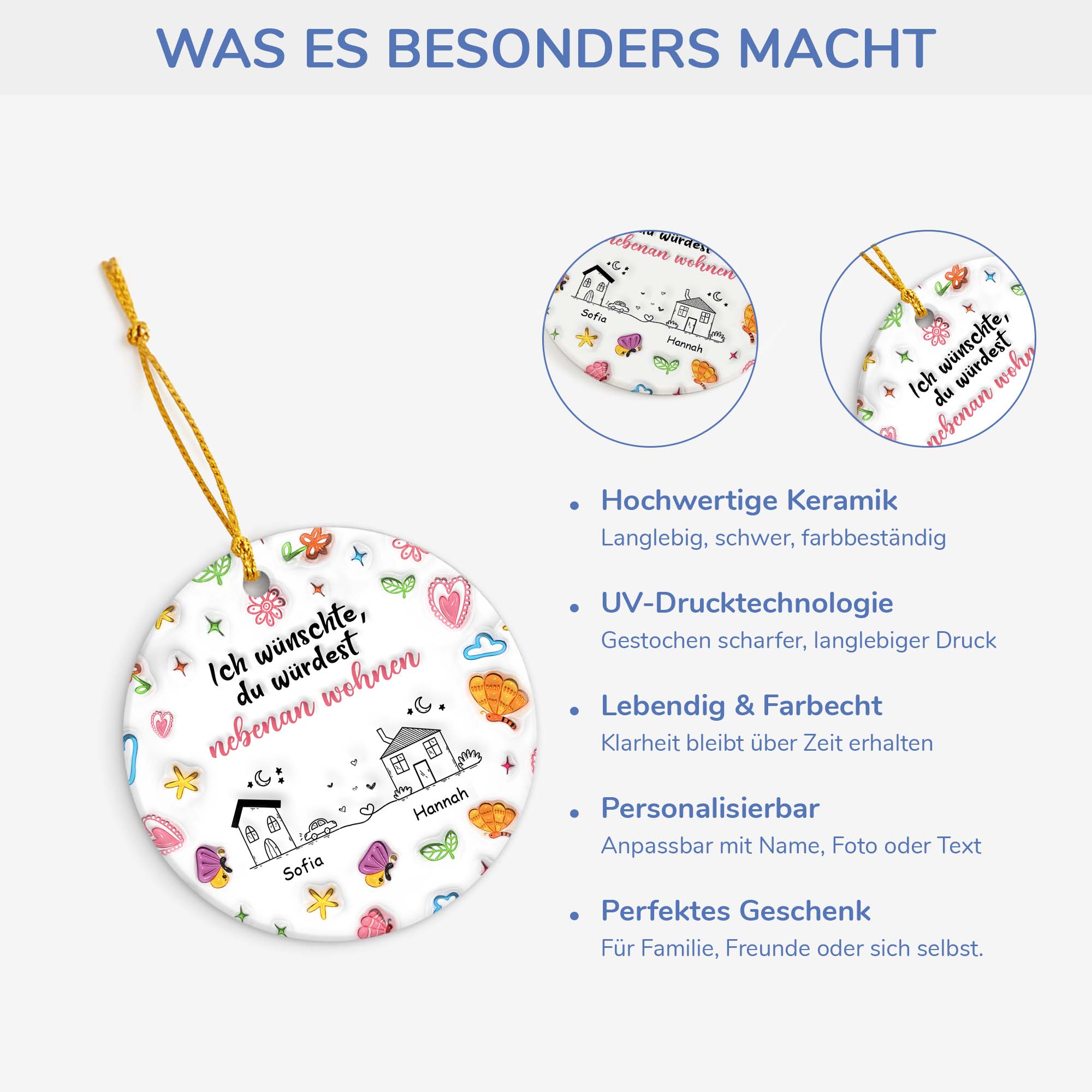 4504OGE4 3d druck effekt ich wunschte du wurdest nebenan wohnen personalisierte keramik ornamente beste freunde 4504OKT5F