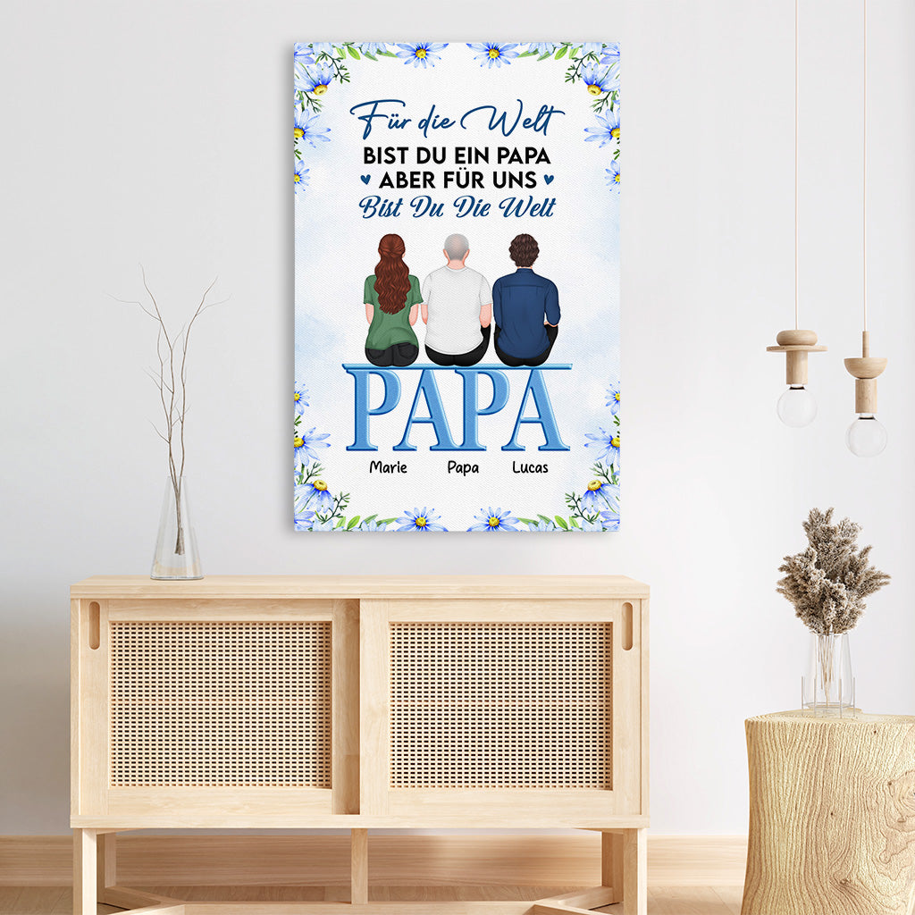 4516CGE3 fur die welt bist du ein papa personalisierte leinwand papa 4516C64MB
