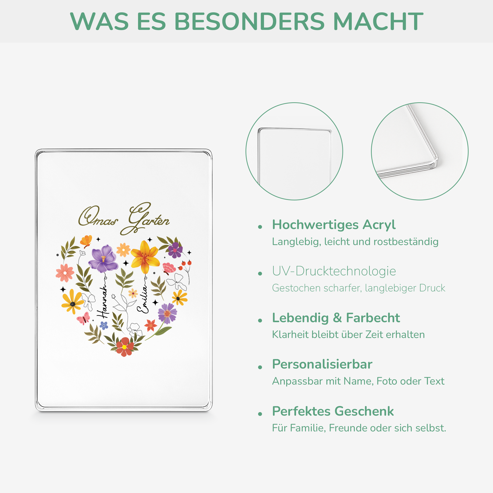 4541RGE4 mamas garten rechteck acryl aufsteller personalisiert mama  oma 4541rslta