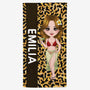 4563BGE1 chibi frau leopardenmuster personalisiertes strandtuch_ fur frauen 4563BKLTA