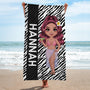 4563BGE2 chibi frau leopardenmuster personalisiertes strandtuch_ fur frauen 4563BKLTA