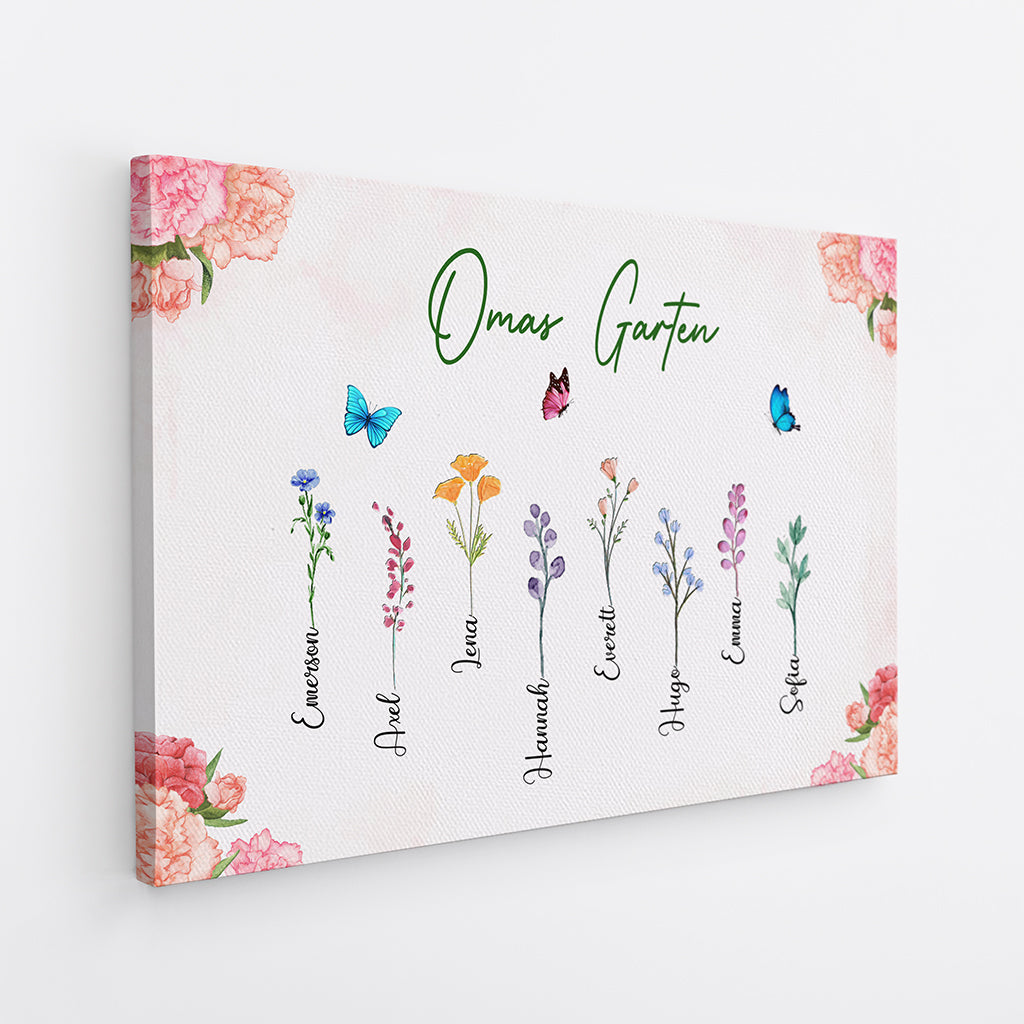 4564CGE2 omas garten schmetterlinge blumen personalisierte leinwand oma 4564C