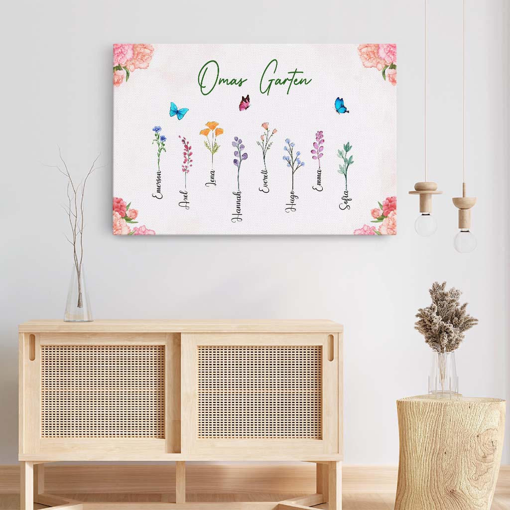 4564CGE3 omas garten schmetterlinge blumen personalisierte leinwand oma 4564C