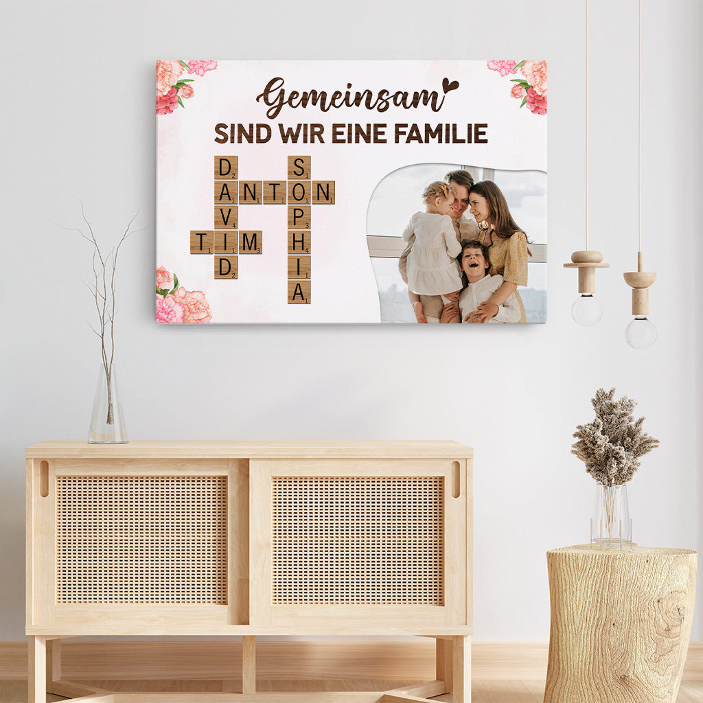 4567CGE3 gemeinsam sind wir eine familie kreuzwortratsel leinwand personalisiert familie_ mit foto 4567C5T5I
