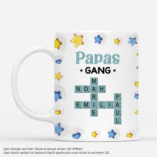 4615MGE1 3d druck effekt papas gang sterne kreuzwortratsel personalisierte tasse papa 4615MTH0B