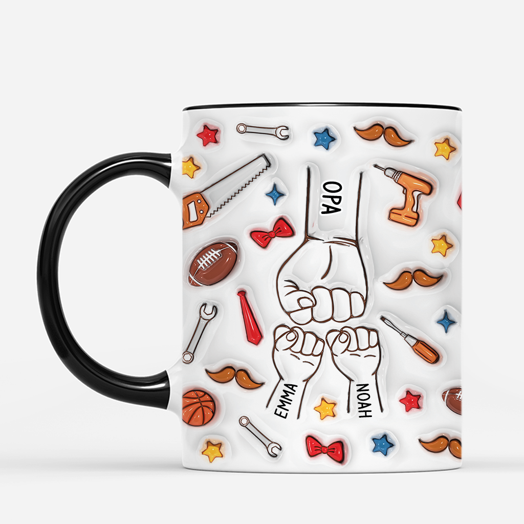 4651MGE2 3d druck effekt papa kinder bunte gegenstande personalisierte tasse papa_ 4651M5I5B