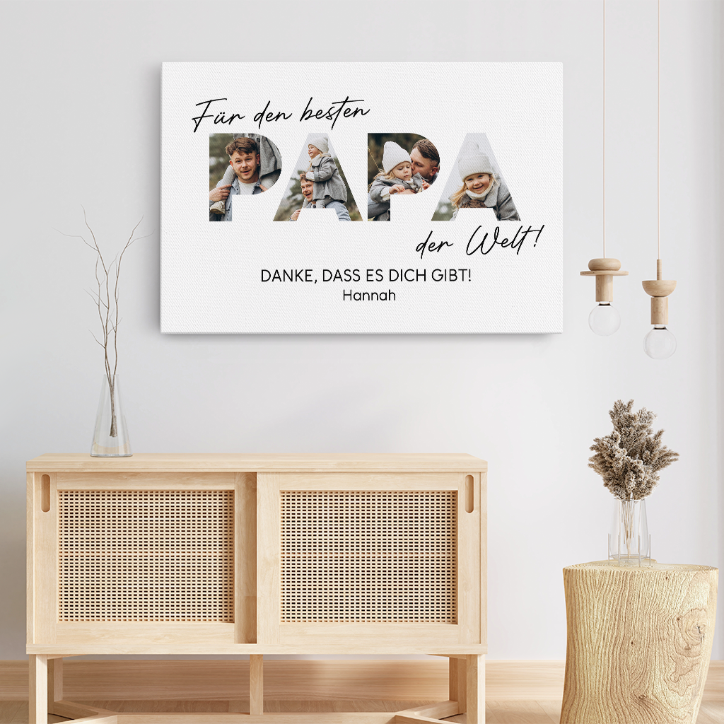 4691CGE3 fur den besten papa der welt personalisierte leinwand papa mit foto 4691C8T5B