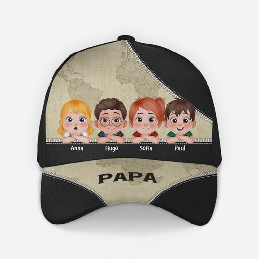 4713JGE1 papa und kinder weltkarte cap personalisieren 4713J6LMB