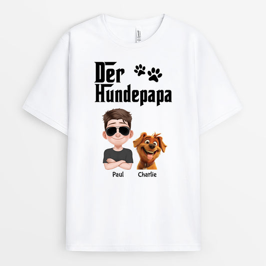 4725AGE1 der hundepapa cartoon weisses t shirt hund personalisiert 4725AKM0C