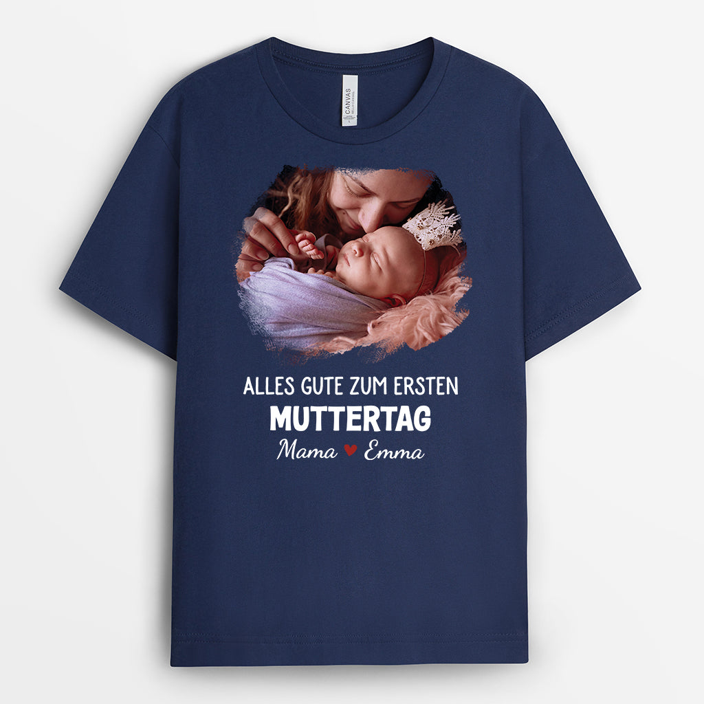 4734AGE2 unser erster vatertag zusammen schwarzes t shirt papa personalisiert_ mit foto 4734AKQ5B