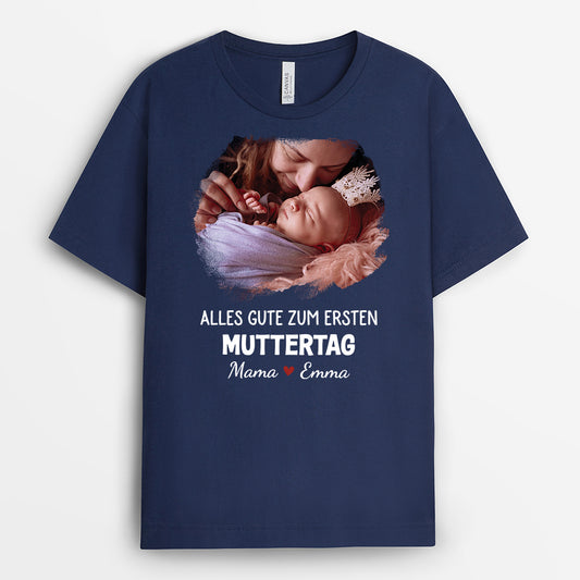 4734AGE2 unser erster vatertag zusammen schwarzes t shirt papa personalisiert_ mit foto 4734AKQ5B
