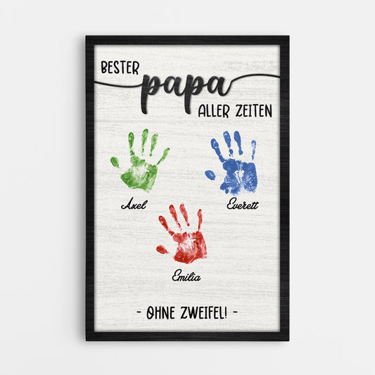4744CGE1 bester papa aller zeiten ohne zweifel handabdruck personalisierte leinwand papa 4744C3QAB