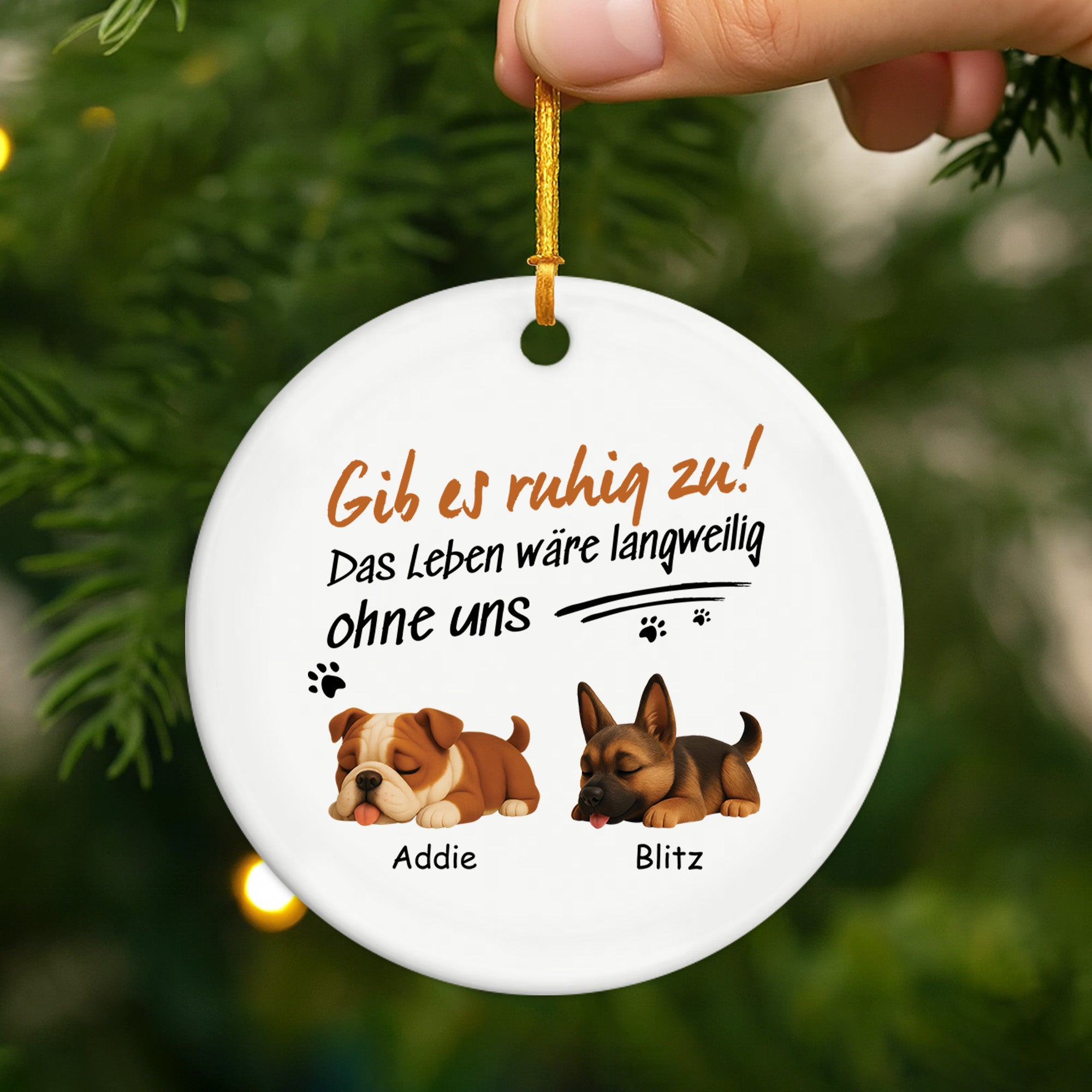 4756OGE2 ohne hund ist das leben eben doch langweilig personalisierte keramik ornamente hunde_ 4756OKM5C
