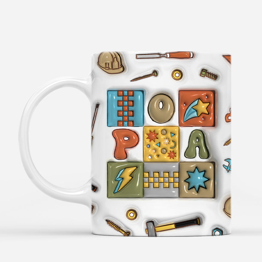 4780MGE2 3d druck effekt papa kinder werkzeug mit fausten personalisierte tasse papa 4780M5Q5B