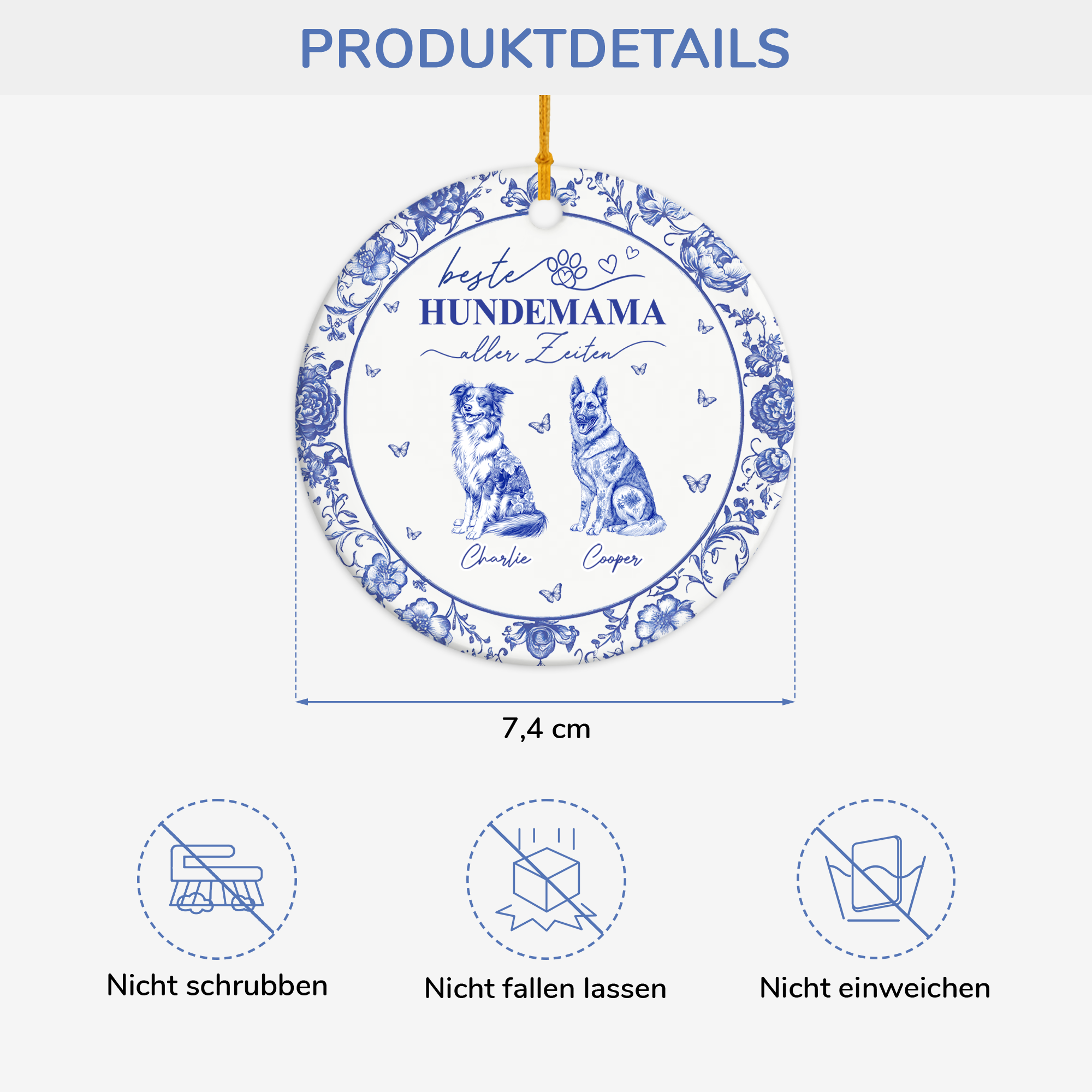 4803GE3 beste hundemama aller zeiten toile de jouy personalisierte keramik ornamente_ hunde 4803