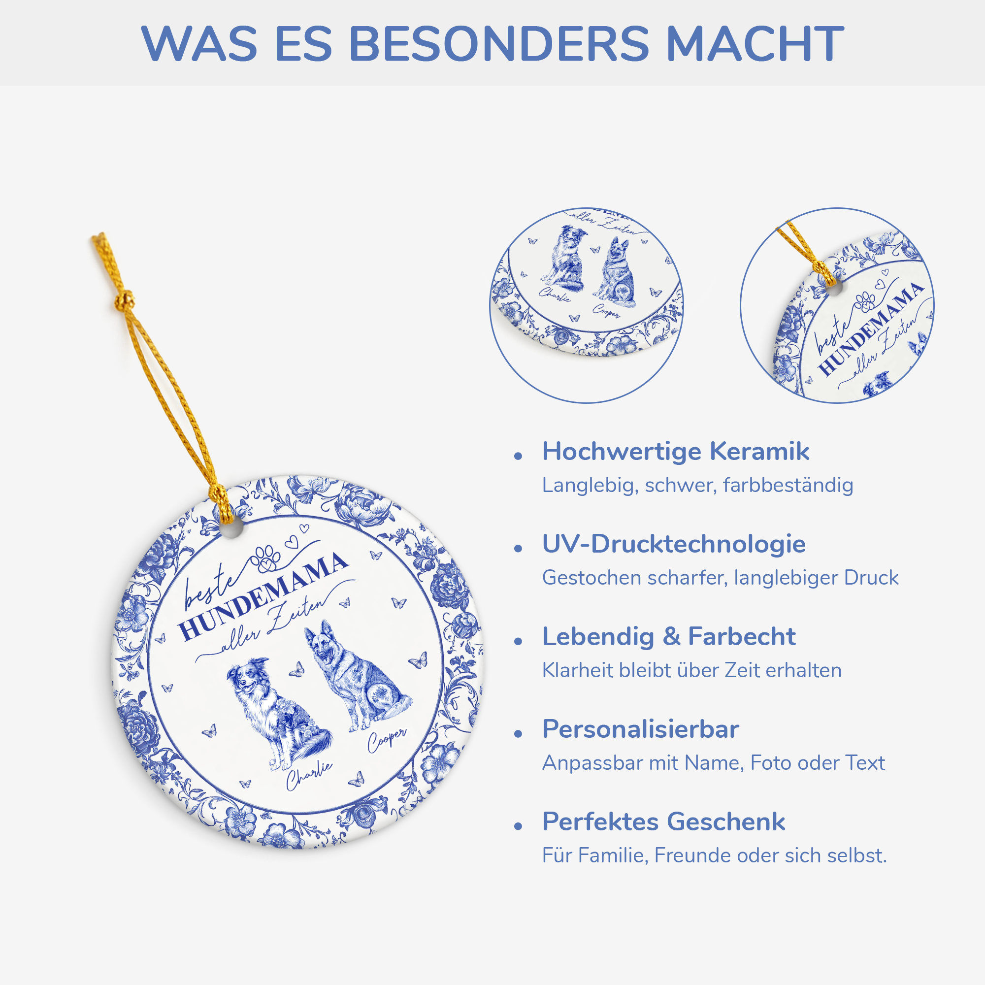 4803GE4 beste hundemama aller zeiten toile de jouy personalisierte keramik ornamente_ hunde 4803