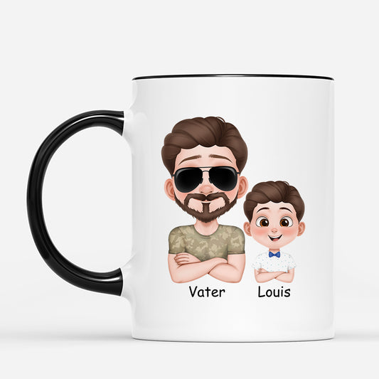 4805MGE2 wie der vater so das kind armeemuster cartoon personalisierte tasse papa_ 4805M8T0B