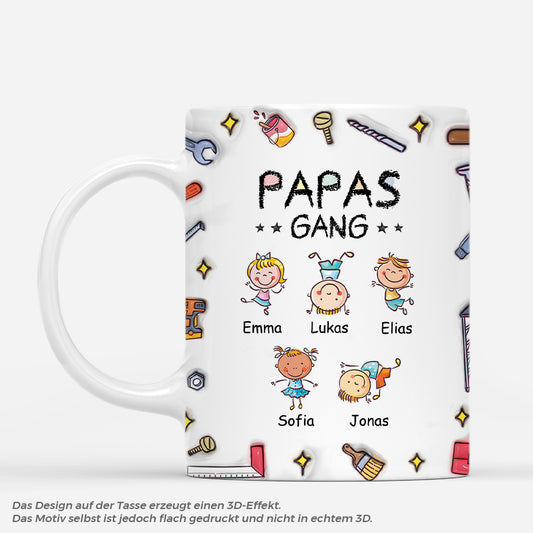 4827MGE1 3d druck effekt papas gang kinder buntstifte strichmannchen personalisierte tasse papa 4827M5M5B