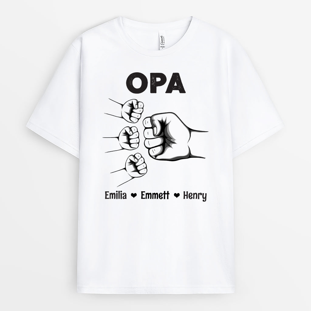4859AGE2 papa und kinder mit faust t shirt papa personalisiert_ im basic stil 4859A8Q0B