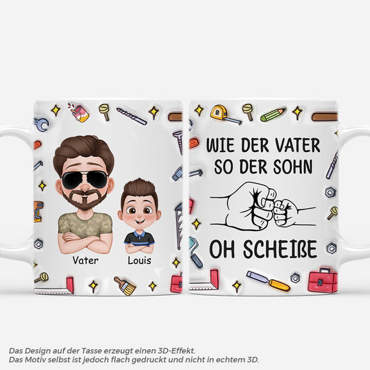 4927MGE1 3d druck effekt wie der vater so das kind werkzeug cartoon personalisierte tasse papa 4927MKT0B
