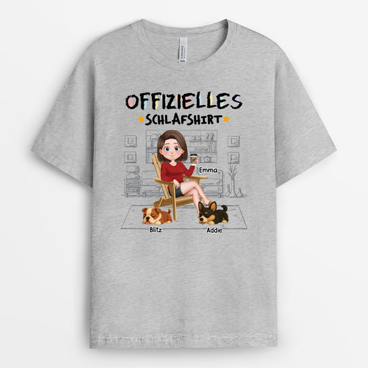 4933AGE2 offizielles schlafshirt personalisiert cartoon buntstifte t shirt hund personalisiert 4933AKL0C