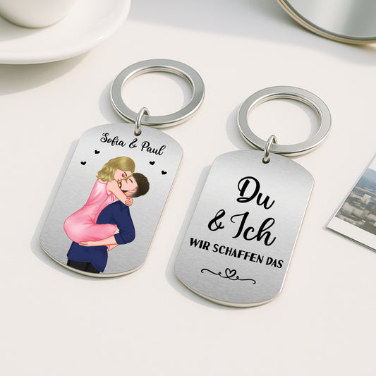 4996JGE2 du und ich umarmung aluminium schlusselanhanger personalisiert paar 4996JT4AG