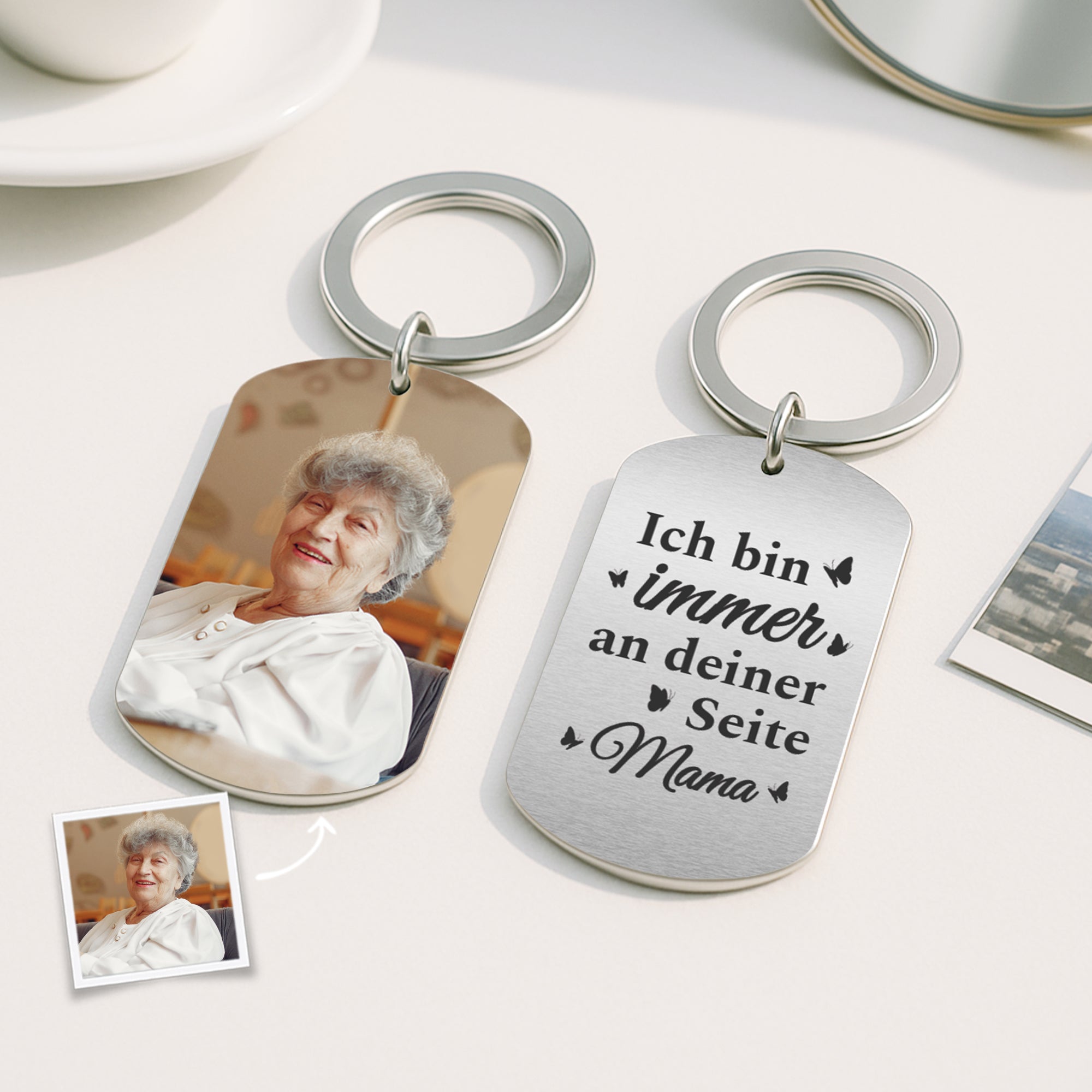 5014JGE2 ich bin immer an deiner seite aluminium schlusselanhanger papa personalisiert_ zur erinnerung mit foto 5014J