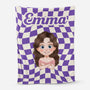 5028BGE1 frau cartoon personalisierte decke mit namen_ 5028BKMAA