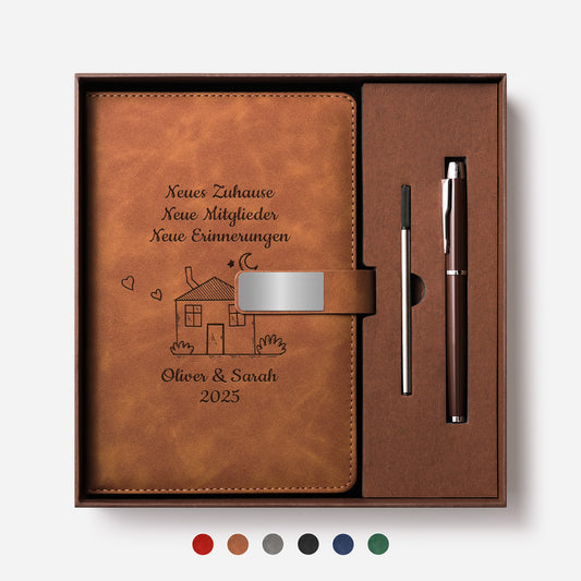 5039MGE1 neues zuhause neues abenteuer neue erinnerungen notizbuch mit stift personalisiert mit gravur paar zum einzug 5039motlng_36ff116d 695c 4d36 b66a 73adb26ff8e8
