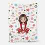5048BGE1 frau und blumen kuscheldecke personalisiert_ frauen 5048BTLAA