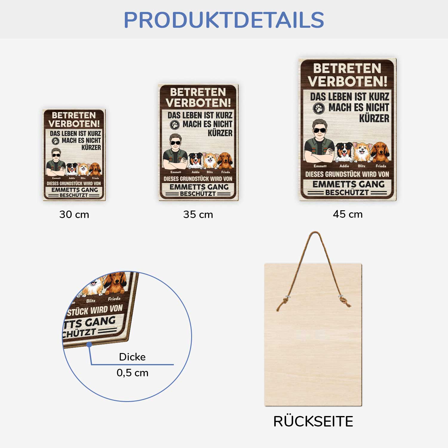 5070QGE3 betreten verboten lustiges holzschild personalisiert_ hunde 5070QKQAC