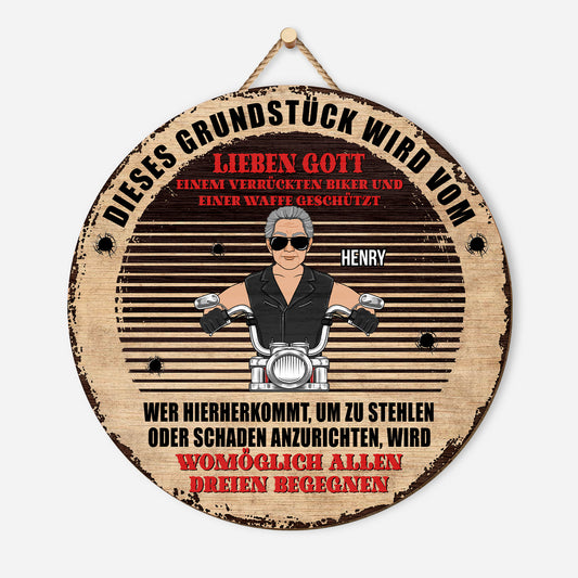 5074QGE1 dieses grundstuck wird vom lustiges holzschild personalisiert_ manner biker 5074QKQMB