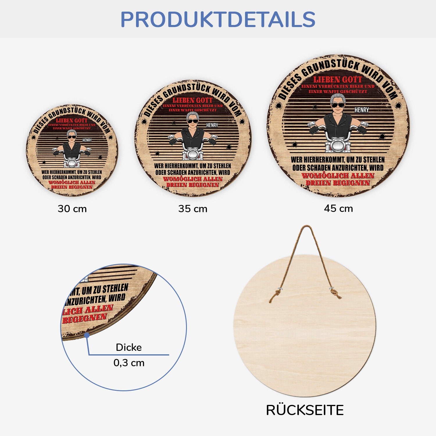 5074QGE3 dieses grundstuck wird vom lustiges holzschild personalisiert_ manner biker 5074QKQMB