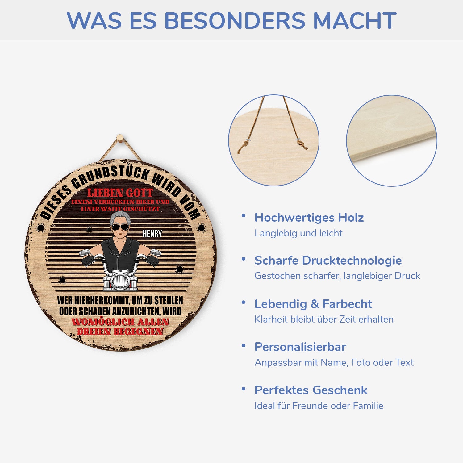 5074QGE4 dieses grundstuck wird vom lustiges holzschild personalisiert_ manner biker 5074QKQMB