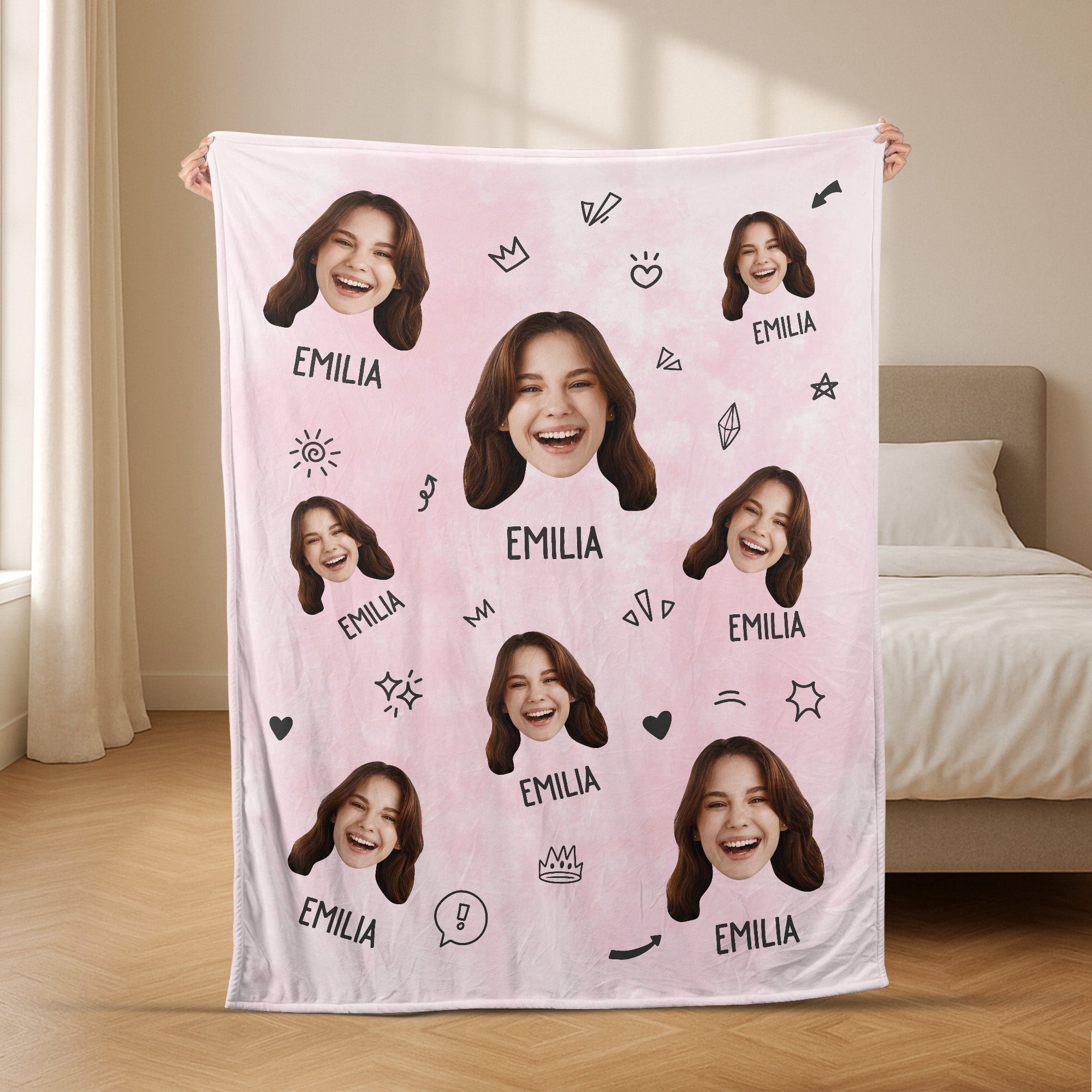 5082BGE2 decke mit namen_ kuscheldecke personalisiert_ haustier person mit gesicht 5082B3TMC