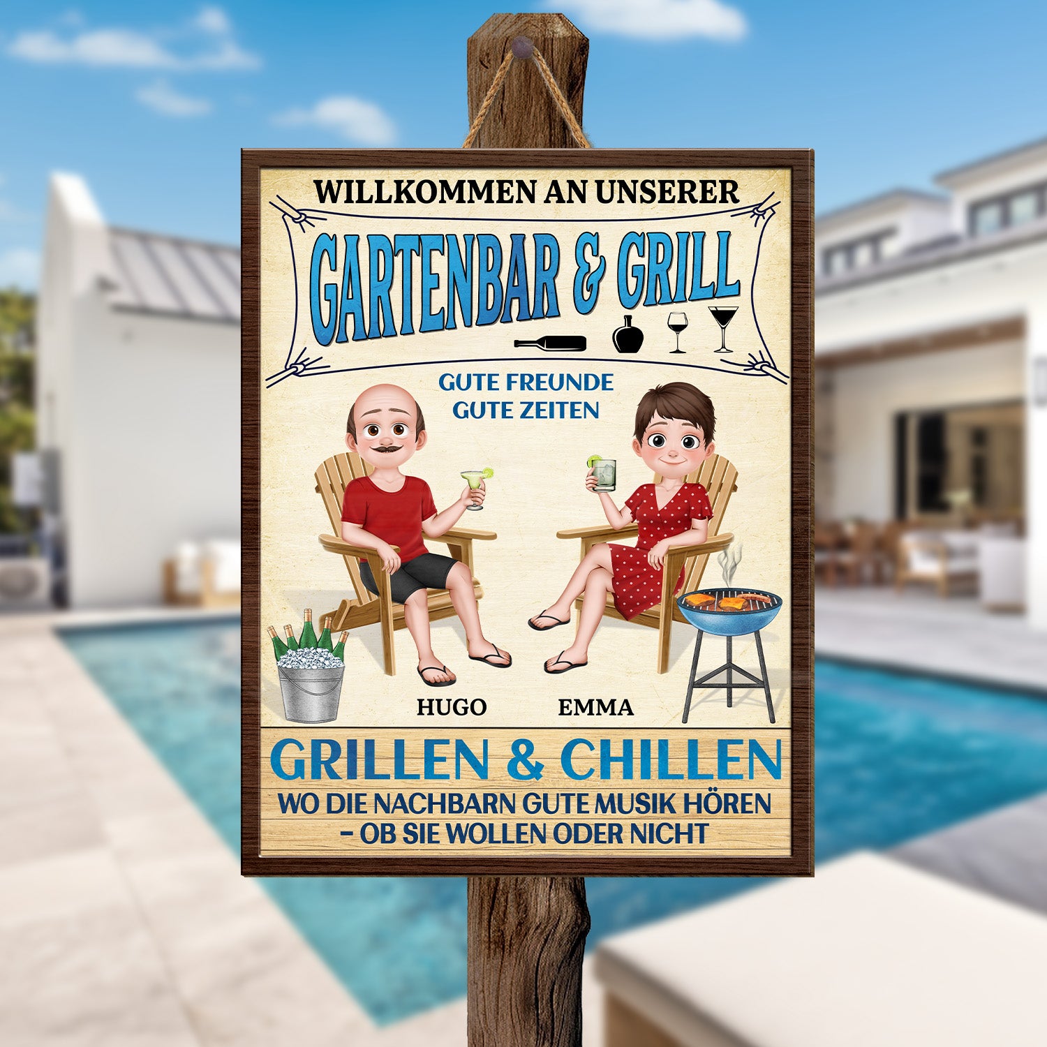 5088QGE2 grillen chillen holzschild personalisiert_ paar 5088QKMMG