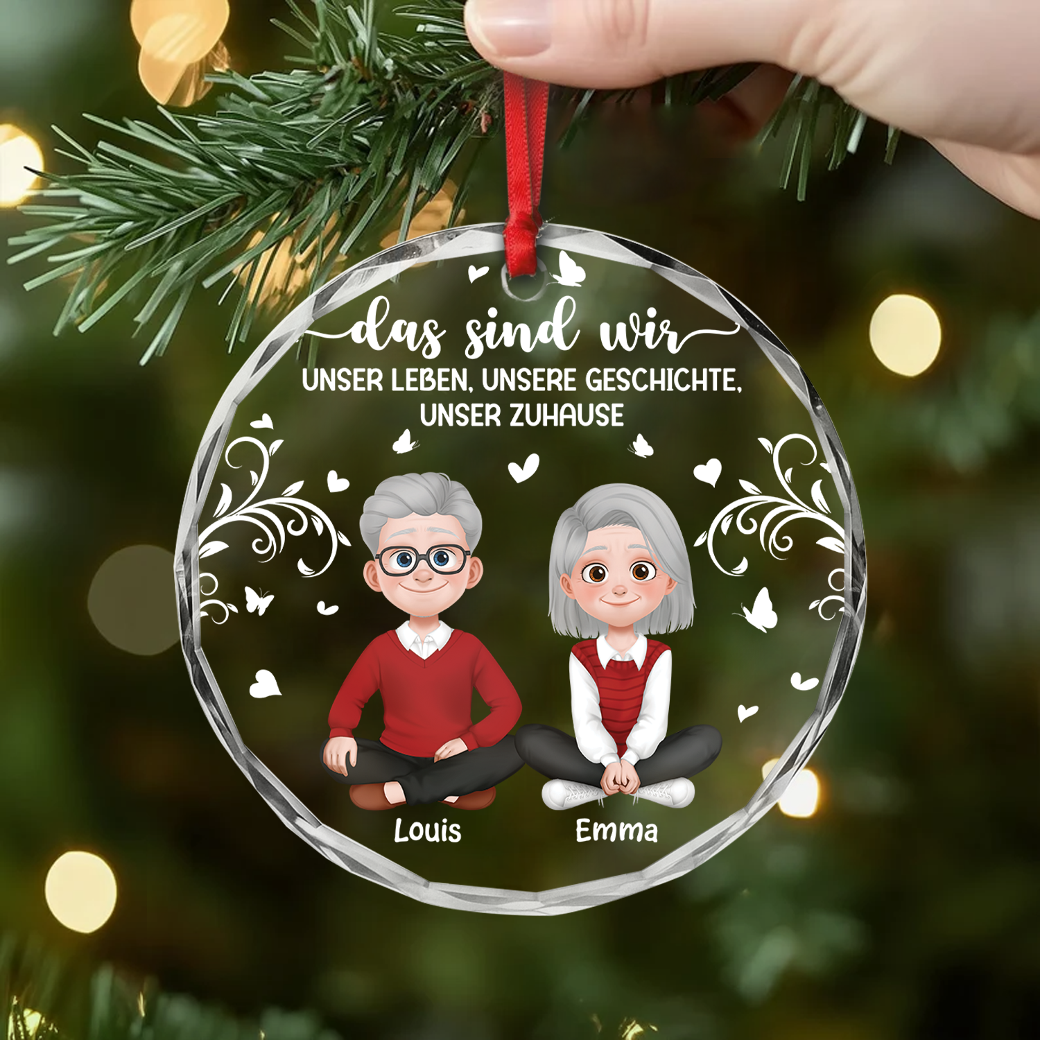 5091OGE2 unser leben unsere geschichte unser zuhause personalisierte_ glas ornamente paar 5091O8ZNG
