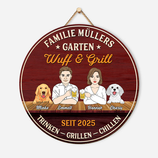 5095QGE1 wuff grill holzschild personalisiert_ hunde paar 5095Q3HMC