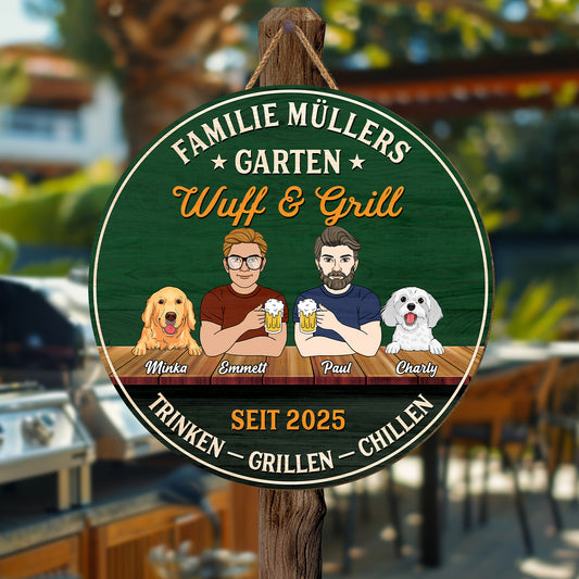 5095QGE2 wuff grill holzschild personalisiert_ hunde paar 5095Q3HMC