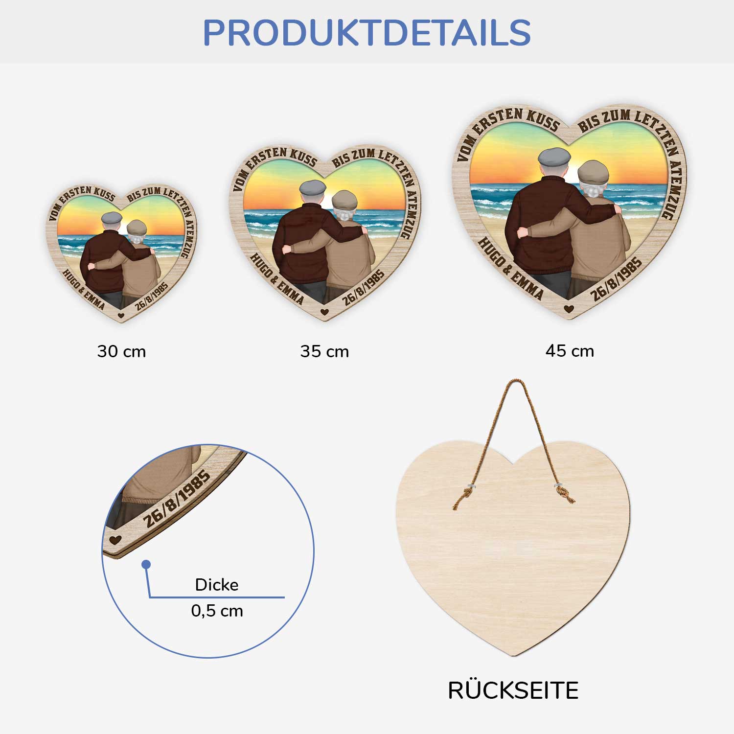 5096QGE3 vom ersten kuss bis zum letzten atemzug holzschild personalisiert paar 5096Q3LAG