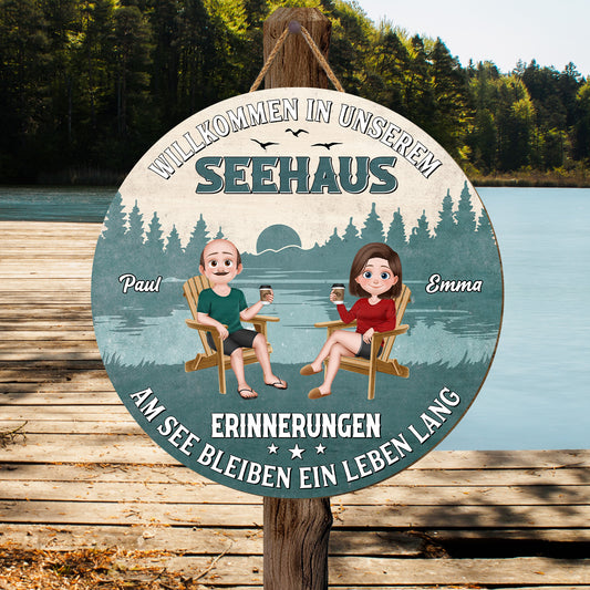 5105QGE2 willkommen in unserem seehaus holzschild personalisiert_ familie 5105QTGMI