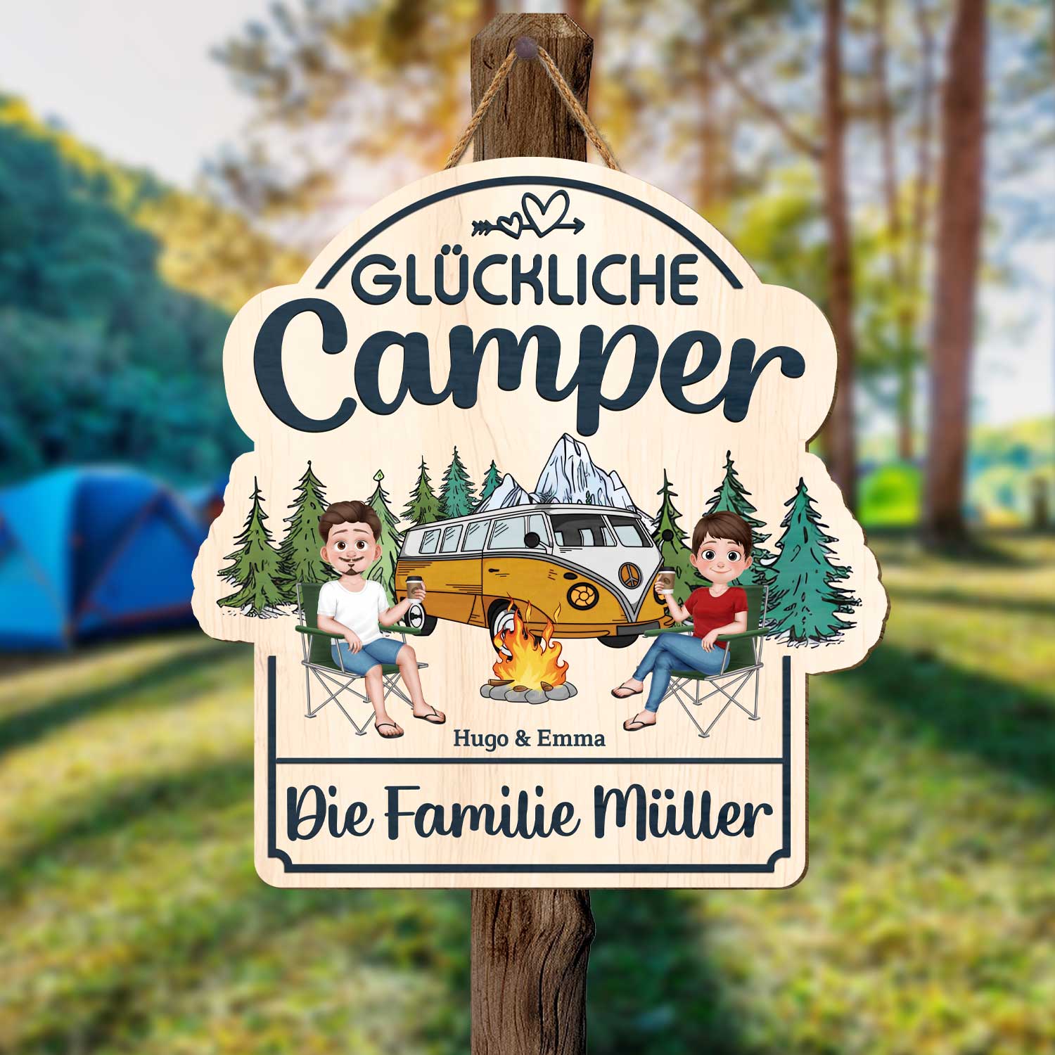 5106QGE2 gluckliche camper die erinnerungen schaffen holzschild personalisiert_ paar 5106QTKAG