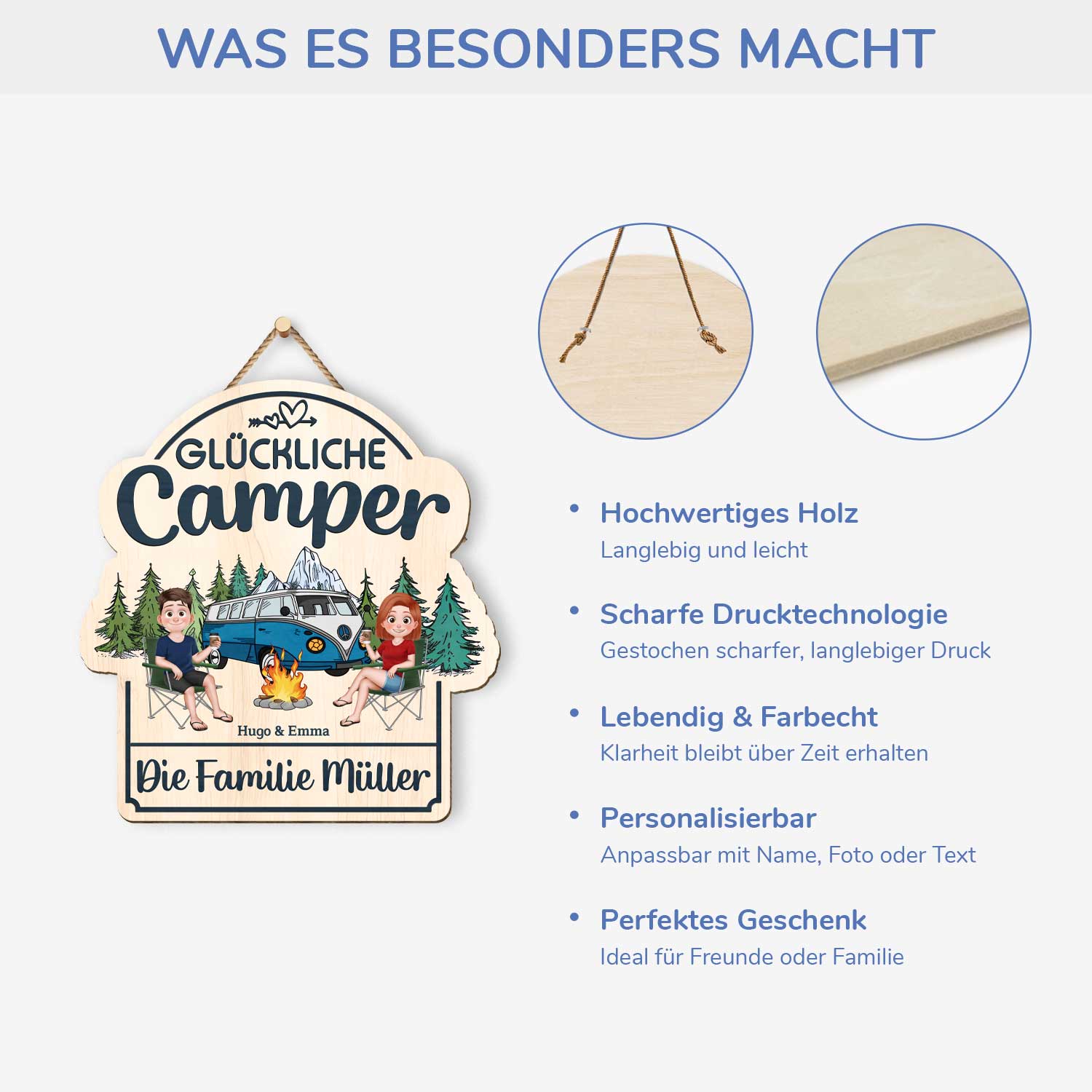 5106QGE4 gluckliche camper die erinnerungen schaffen holzschild personalisiert_ paar 5106QTKAG