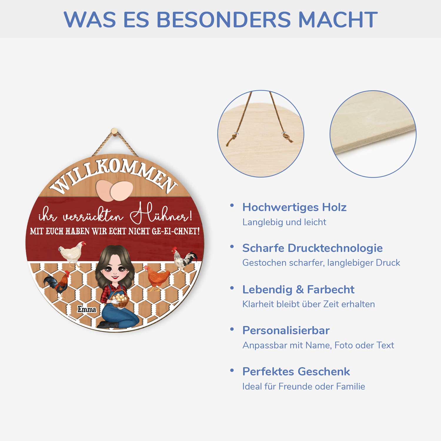 5108QGE4 willkommen ihr verruckten huhner holzschild personalisiert_ frau 5108QTKAA