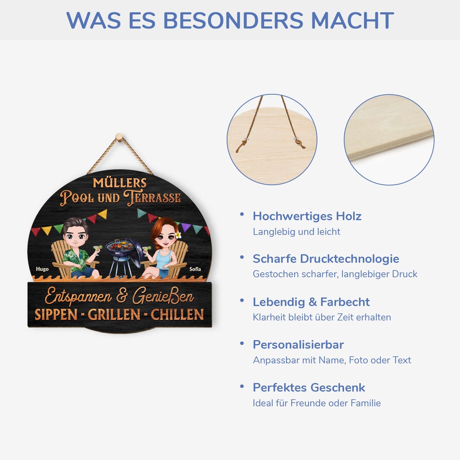 5109QGE4 sippen grillen chillen holzschild personalisiert paar 5109Q6MAI