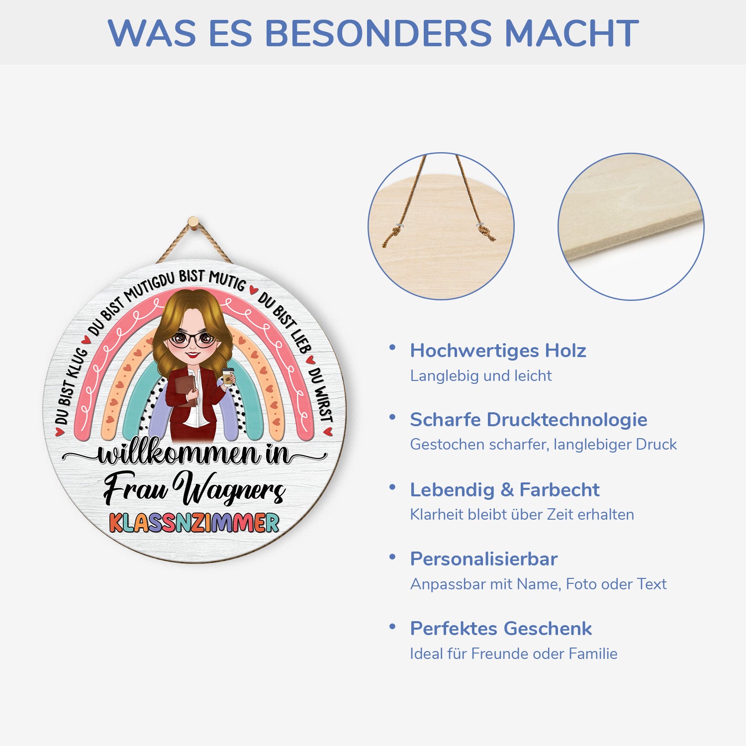 5114QGE4 klassenzimmer holzschild personalisiert lehrer lehrerin 5114Q66MI