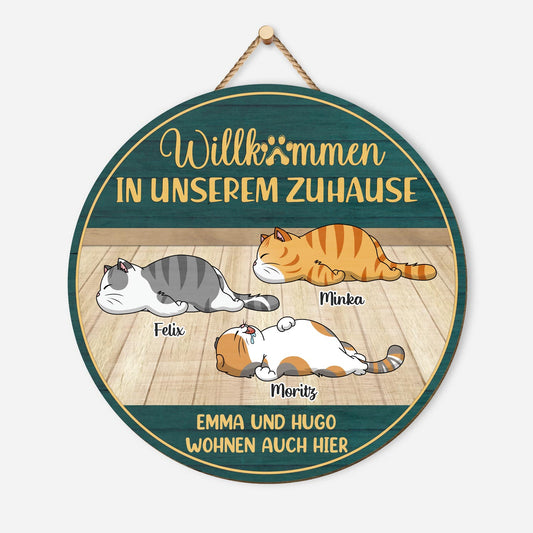 5115QGE1 willkommen in meinem zuhause holzschild personalisiert katzen 5115Q6YAD