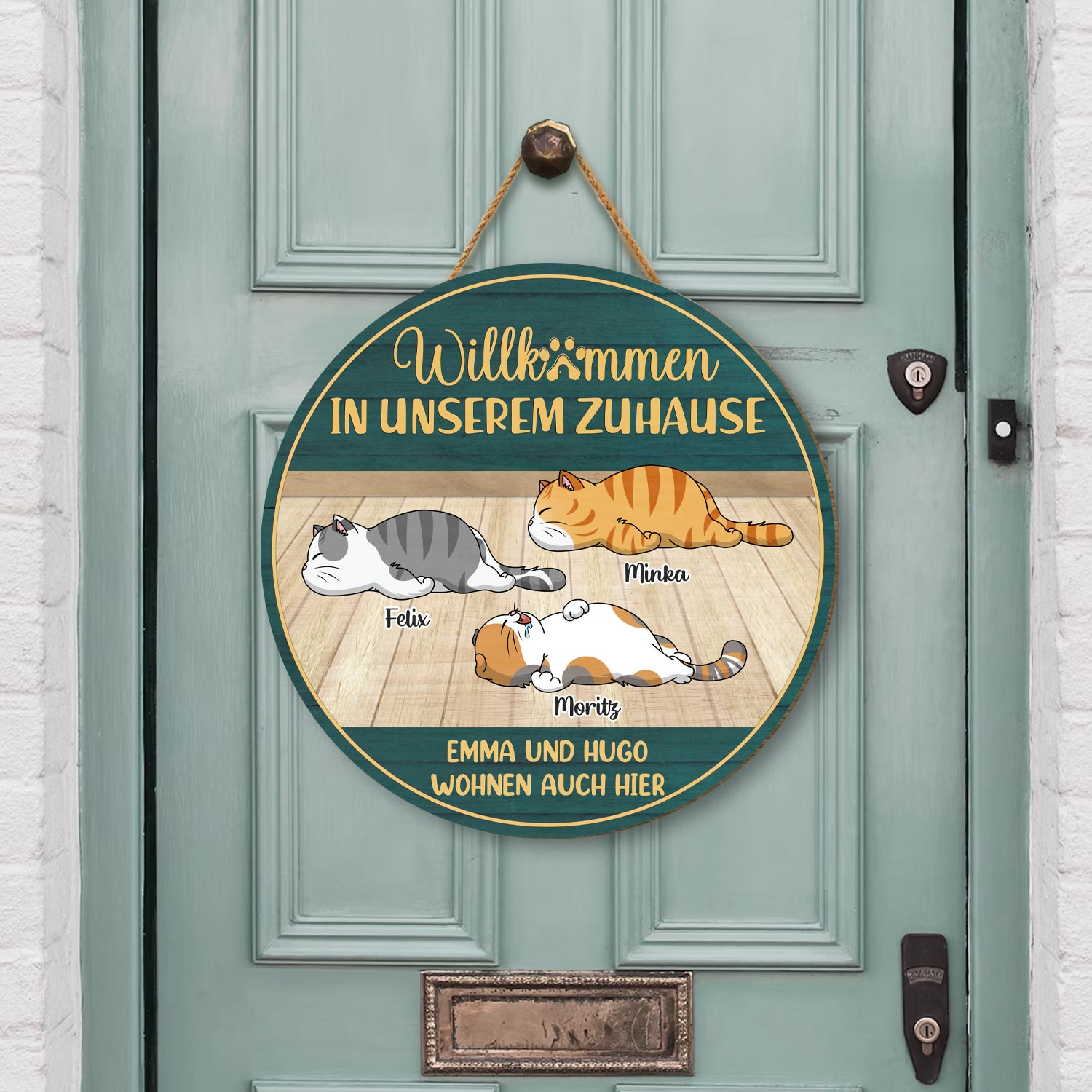 5115QGE2 willkommenin meinem zuhause holzschild personalisiert katzen 5115Q6YAD