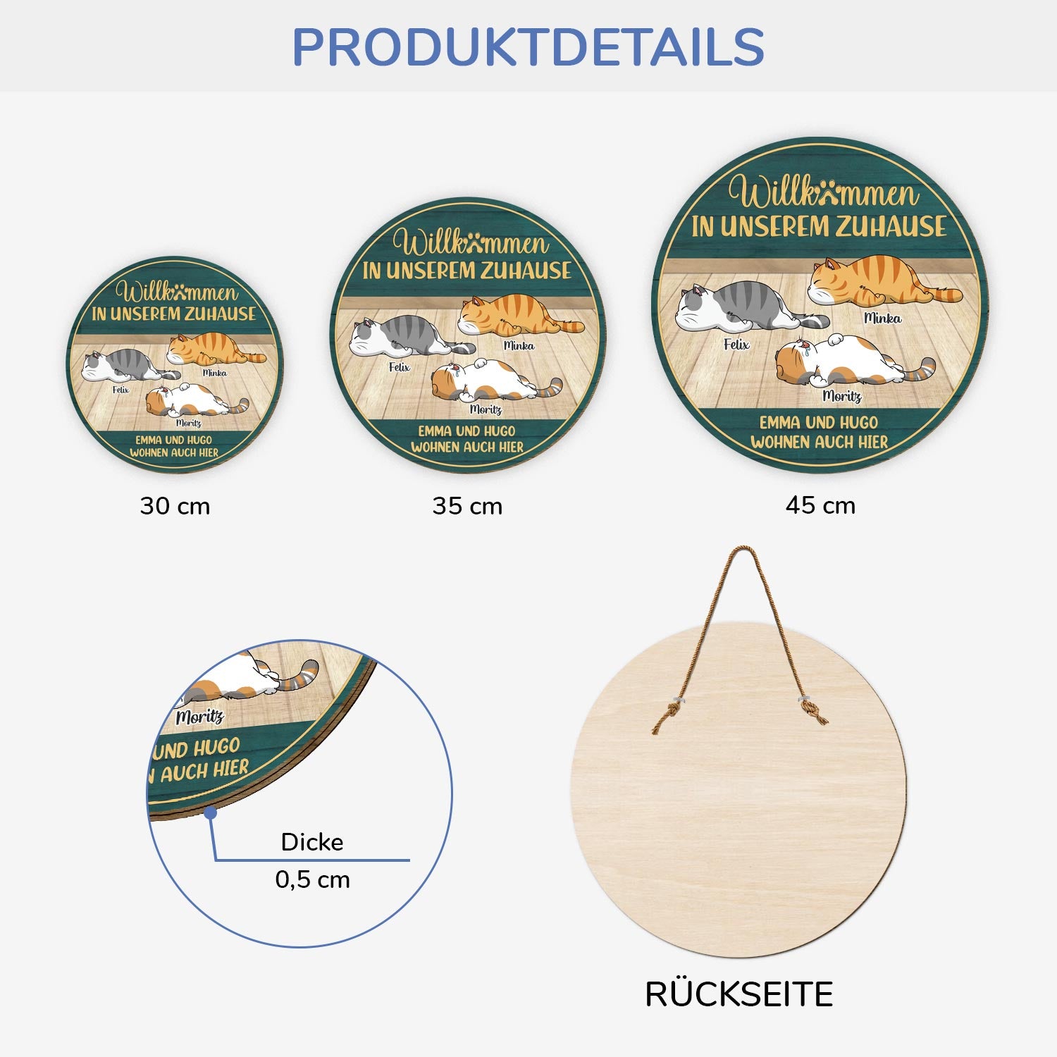 5115QGE3 willkommen in meinem zuhause holzschild personalisiert katzen 5115Q6YAD